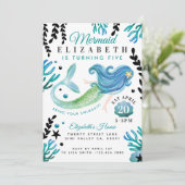 Mermaid Birthday Swimming Pool Party Invitation Kaart (Staand voorkant)