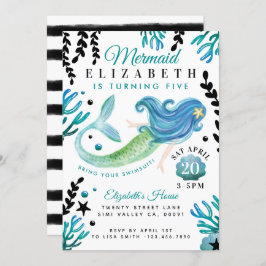 Mermaid Birthday Swimming Pool Party Invitation Kaart