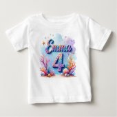 Mermaid Birthday T-Shirt – Personalized Name & Age (Voorkant)