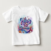Mermaid Birthday T-Shirt – Personalized Name & Age (Voorkant)