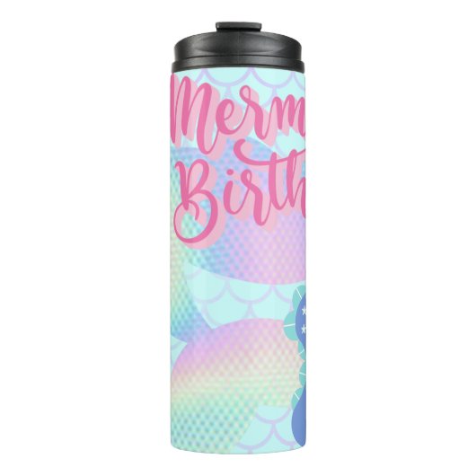 Mermaid Birthday thermale tumbler Thermosbeker (Voorkant)