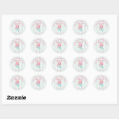 Mermaid Birthday Treat Pink Green Stripe Ronde Sticker (Vel)