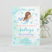 Mermaid Birthday Uitnodiging (Staand voorkant)