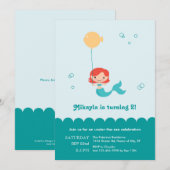 Mermaid Birthday Uitnodiging (Voorkant / Achterkant)