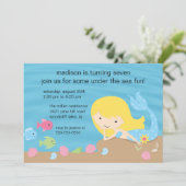 Mermaid Birthday Uitnodiging (Staand voorkant)
