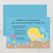 Mermaid Birthday Uitnodiging (Voorkant / Achterkant)