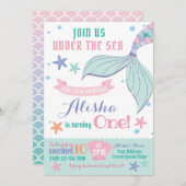 Mermaid Birthday Uitnodiging (Voorkant / Achterkant)