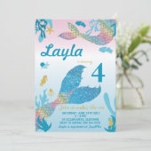 Mermaid Birthday Uitnodiging (Staand voorkant)