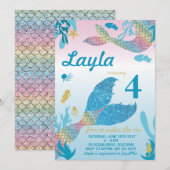 Mermaid Birthday Uitnodiging (Voorkant / Achterkant)