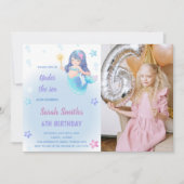 Mermaid Birthday Uitnodiging met foto (Voorkant)
