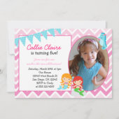 Mermaid Birthday Uitnodiging Uitnodiging Fotokaart (Voorkant)