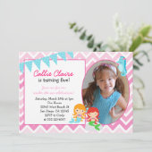 Mermaid Birthday Uitnodiging Uitnodiging Fotokaart (Staand voorkant)