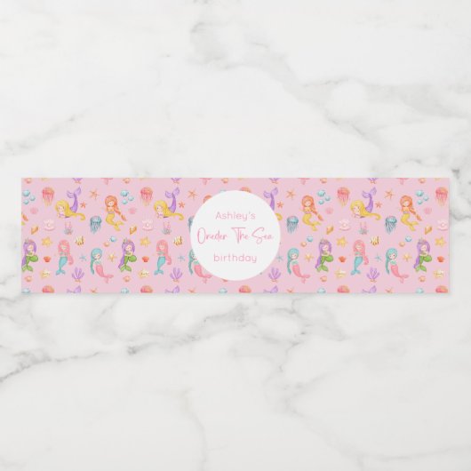 Mermaid Birthday Waterfles Etiket (Enkel label)