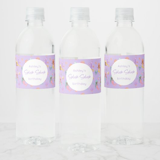 Mermaid Birthday Waterfles Etiket (Flessen)