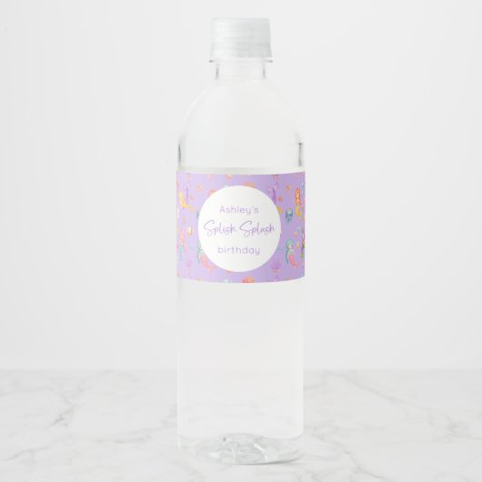 Mermaid Birthday Waterfles Etiket (Voorkant)