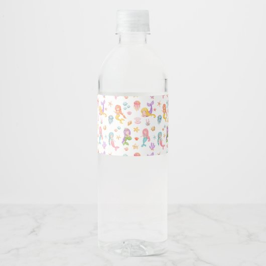 Mermaid Birthday Waterfles Etiket (Voorkant)