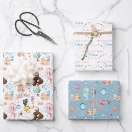 Mermaid Birthday Wrapping Paper Sheets