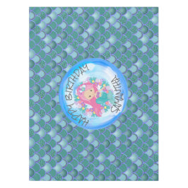 Mermaid Birthday Zee Blue Green Scales Tablecloth Tafelkleed