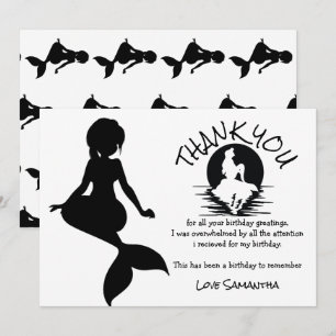 Mermaid Black Birthday Party Bedankt Kaart