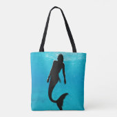 Mermaid Black Blue Ocean Modern Beach Tote Bag (Achterkant)