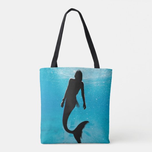 Mermaid Black Blue Ocean Modern Beach Tote Bag (Achterkant)