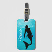Mermaid Black Blue Summer Beach Travel Moderne Bagagelabel (Voorkant (verticaal))