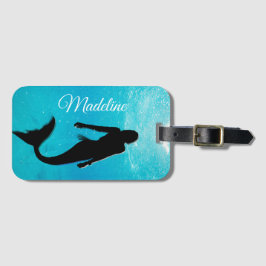Mermaid Black Blue Summer Beach Travel Moderne Bagagelabel
