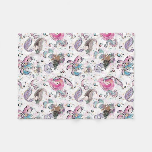 Mermaid blanket Ocean Thema Fleece Deken (Voorkant (Horizontaal))