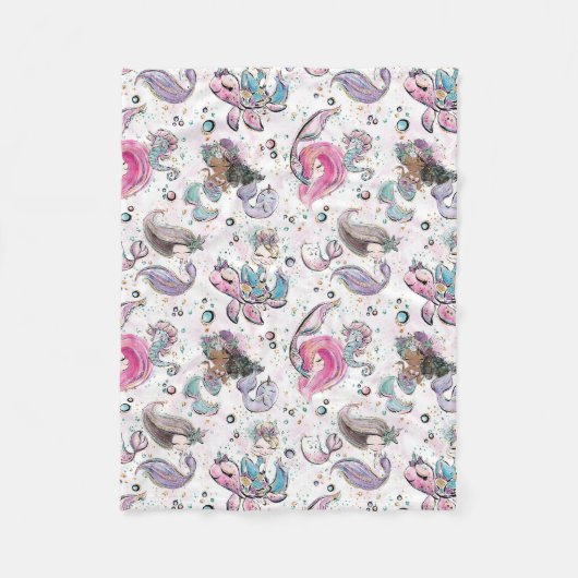 Mermaid blanket Ocean Thema Fleece Deken (Voorkant)