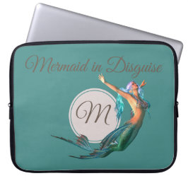 Mermaid Blauwgroen Beauful Monogram Laptop Sleeve