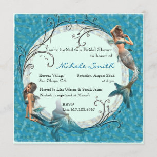 Mermaid Blauwgroen Blue Floral Vrijgezellenfeest n Kaart