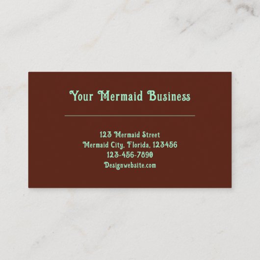 Mermaid Blauwgroen Brown Beach Theme Visitekaartje (Achterkant)