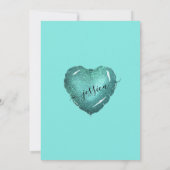 Mermaid Blauwgroen Glitter Heart Balloon Quinceañe Kaart (Achterkant)