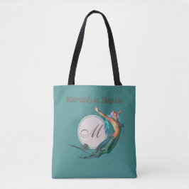 Mermaid Blauwgroen prachtig monogram, overal in ge Tote Bag