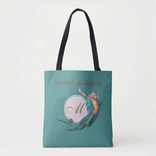 Mermaid Blauwgroen prachtig monogram, overal in ge Tote Bag (Voorkant)