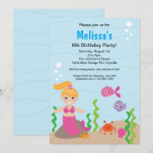 Mermaid Blonde Birthday Uitnodiging (Voorkant / Achterkant)