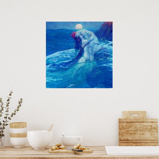 Mermaid  Blue 2 Poster (Keuken)