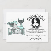 Mermaid Blue Birthday Party Bedankt Kaart (Voorkant)