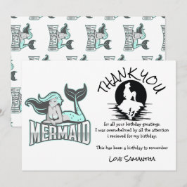 Mermaid Blue Birthday Party Bedankt Kaart