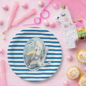 Mermaid Blue en White Stripe Paper-Borden Papieren Bordje (Feest)