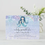 Mermaid Blue Glitter Rainbow Baby Girl Sprinkle Kaart (Staand voorkant)