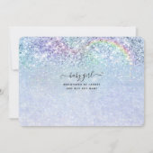 Mermaid Blue Glitter Rainbow Baby Girl Sprinkle Kaart (Achterkant)
