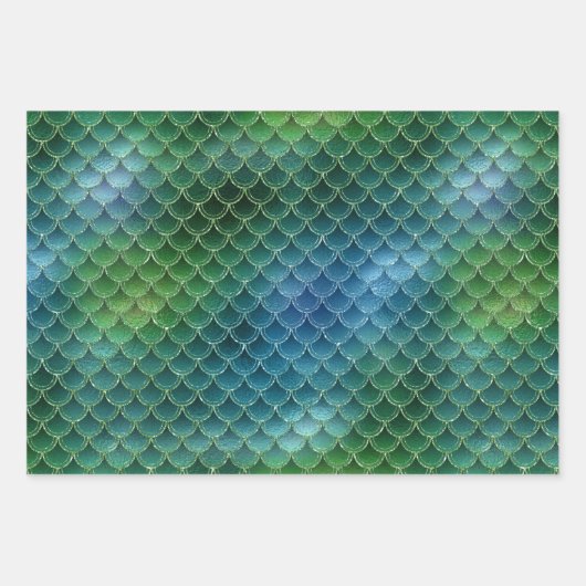 Mermaid Blue Glitter Sparkle Inpakpapier Vel (Voorkant 3)