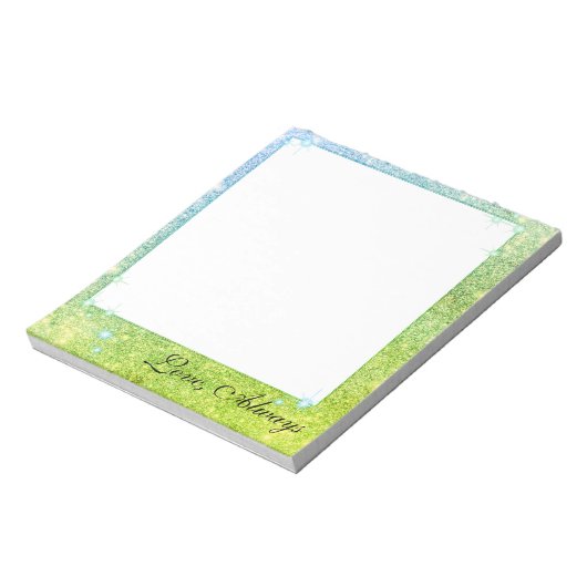 Mermaid Blue Green Glitter Sparkle Faux Zee Notitieblok (Linkerzijde)