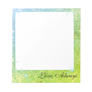 Mermaid Blue Green Glitter Sparkle Faux Zee Notitieblok