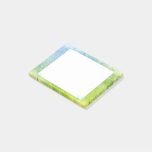 Mermaid Blue Green Glitter Sparkle Faux Zee Post-it® Notes (Schuin)
