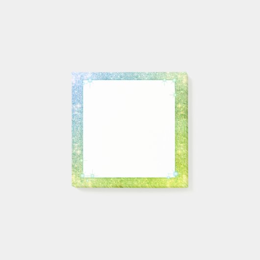 Mermaid Blue Green Glitter Sparkle Faux Zee Post-it® Notes (Voorkant)