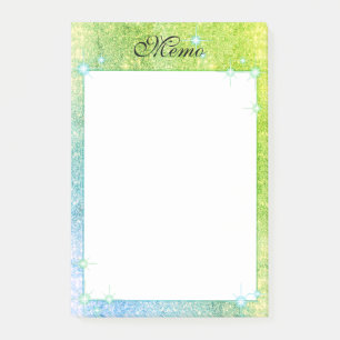 Mermaid Blue Green Glitter Sparkle Faux Zee Post-it® Notes