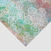 Mermaid Blue Green Pink Lace Patroon Tissuepapier (Detail)