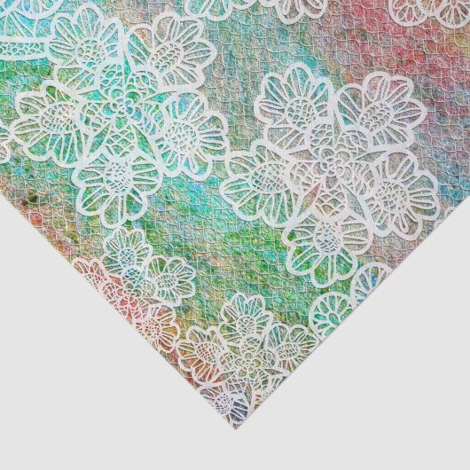 Mermaid Blue Green Pink Lace Patroon Tissuepapier (Detail)